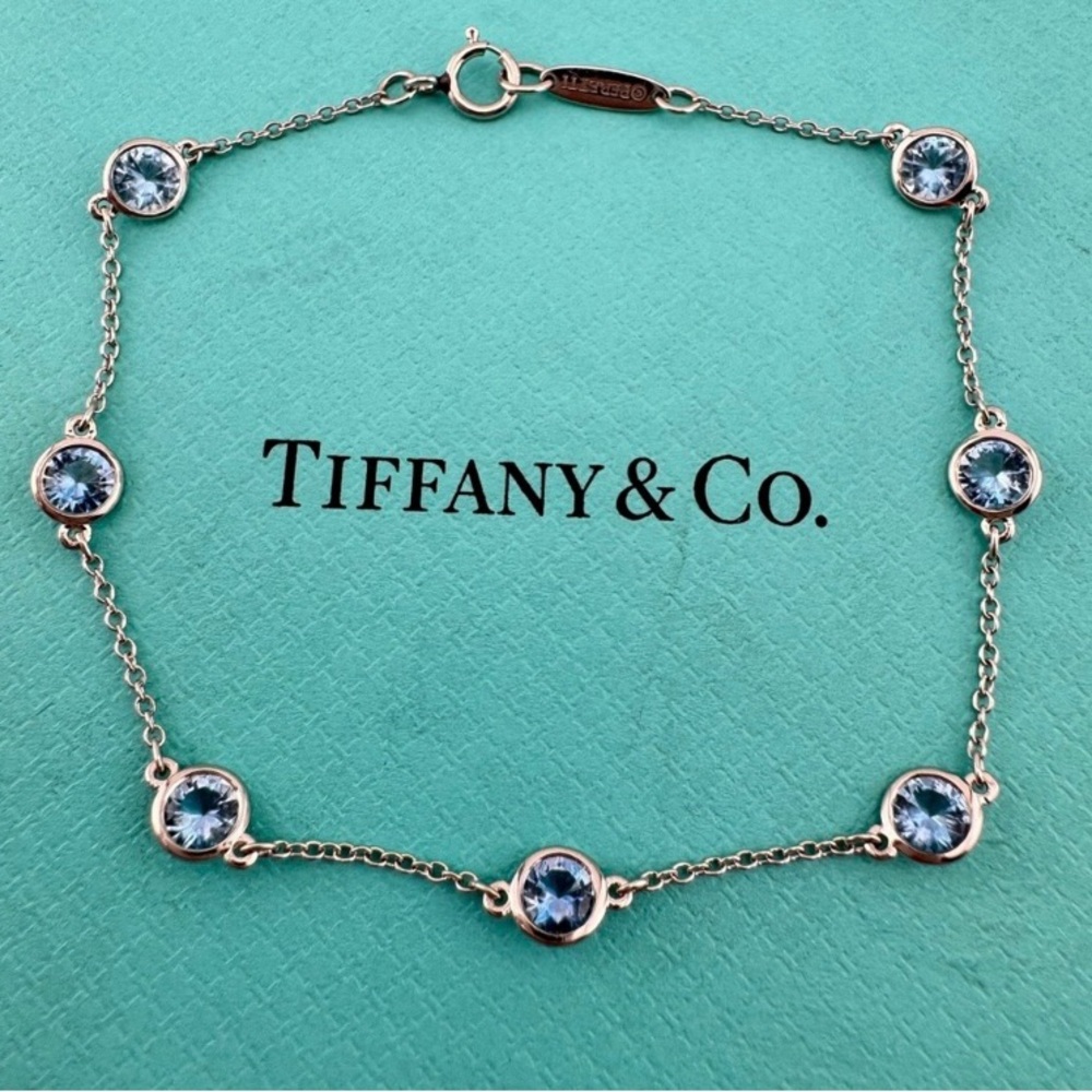 Tiffany & Co. Platinum 7 Aquamarine Elsa Peretti Color by the Yard Bracelet